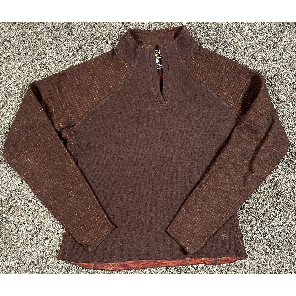 Mountain Hardwear Women's V Neck Pullover Wool Blend Brown‎ Sweater Size Small